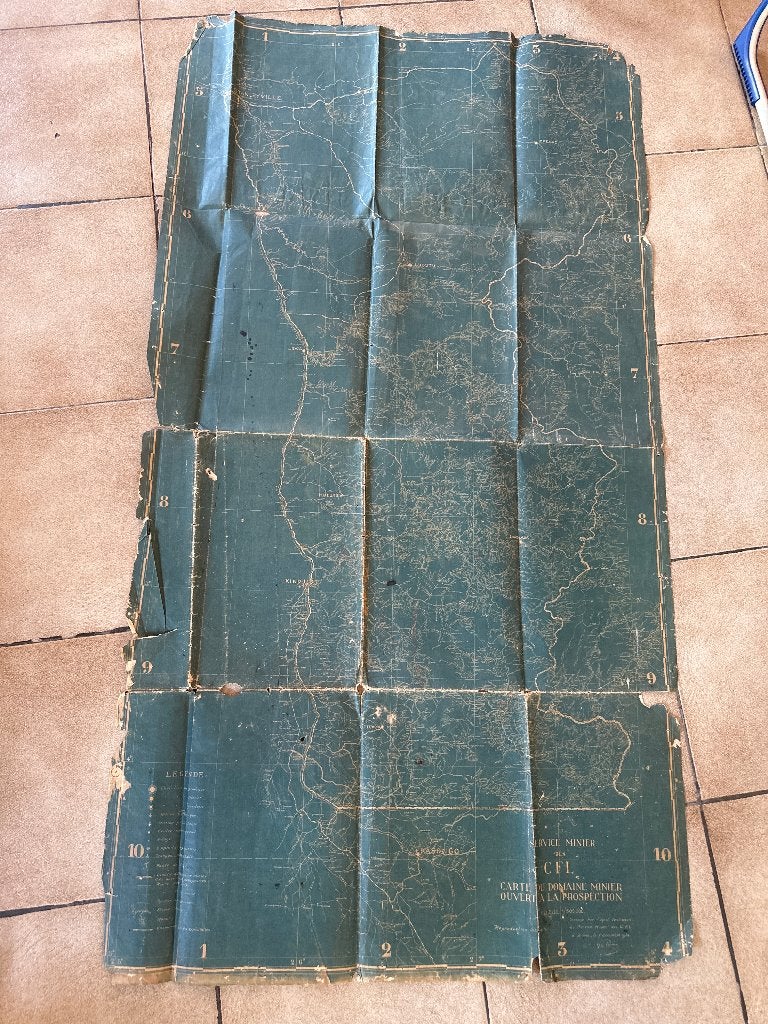 Vieille carte minière de l’ancien Congo belge, Boeken, Gelezen, Overige gebieden, Ophalen of Verzenden, Landkaart