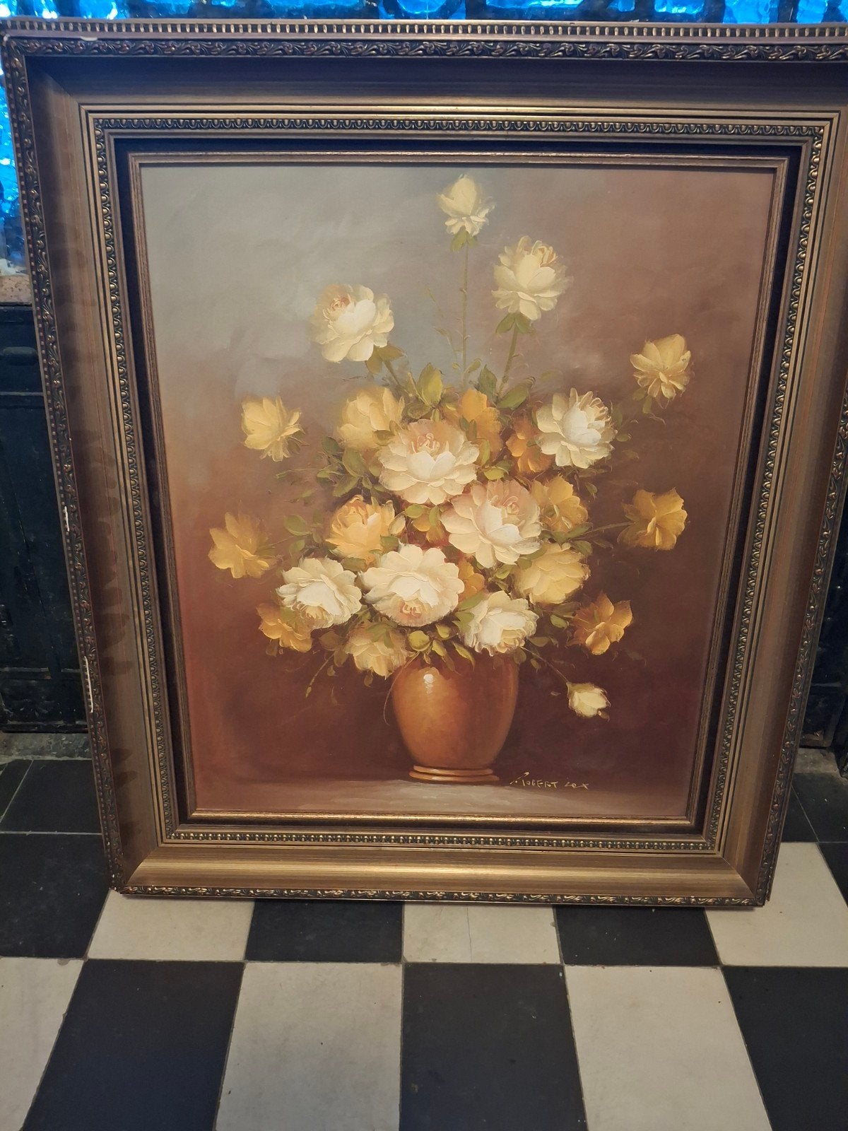 schilderij bloemen, Antiek en Kunst, Ophalen, Bloemen