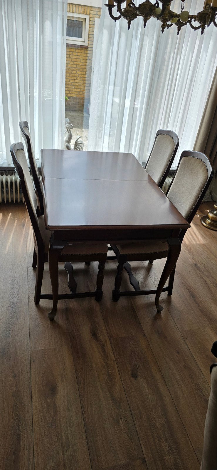 uitschuifbare eettafel met 6 stoelen, Ophalen