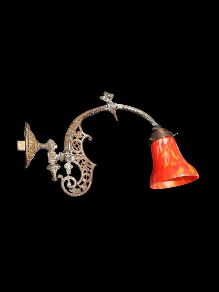 Lampe Art Nouveau en bronze et pâte de verre de 42cm/32, Antiquités & Art, Antiquités | Éclairage, Enlèvement