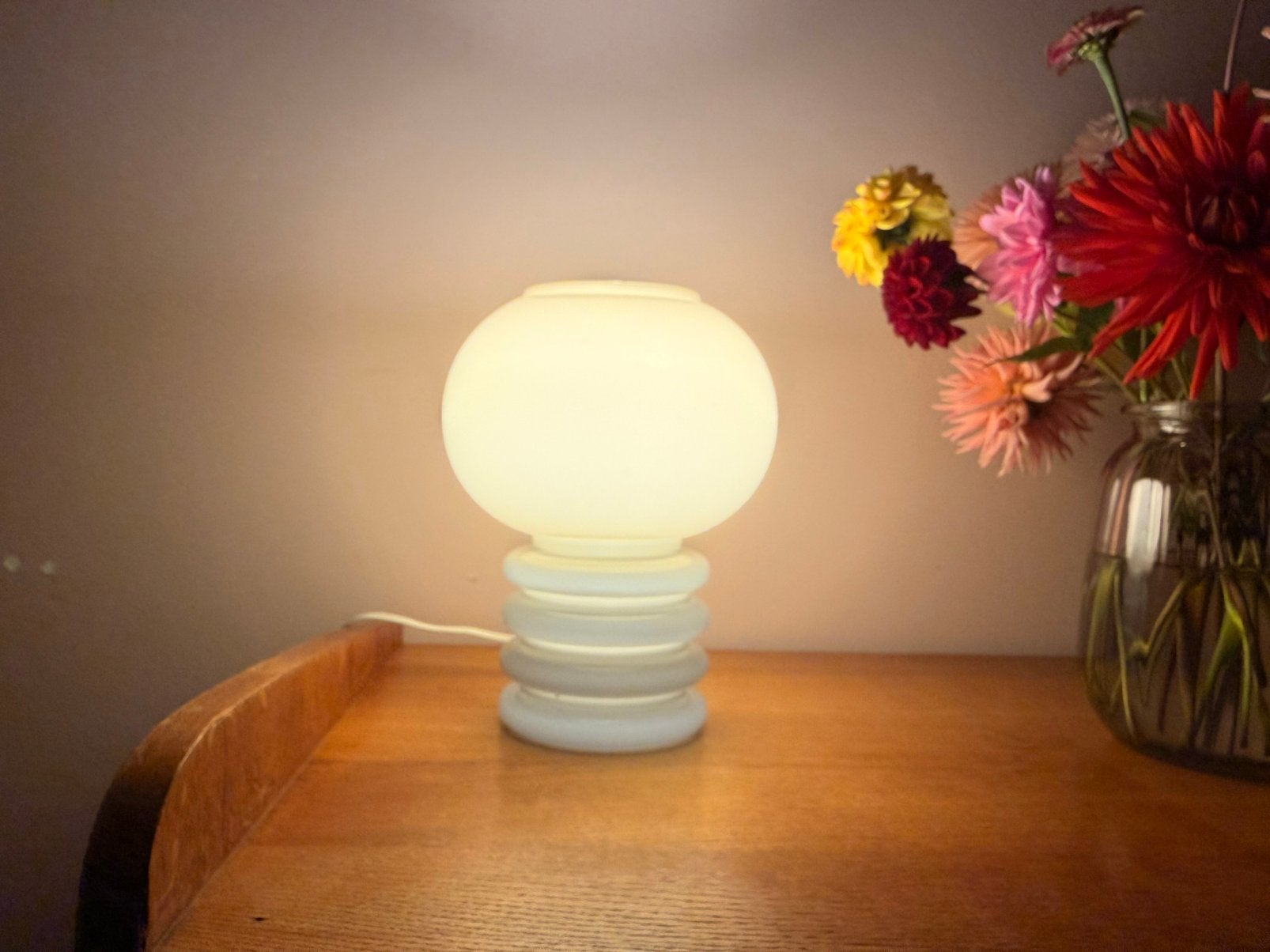 Vintage opaline paddenstoellamp De Rupel Boom, Ophalen of Verzenden