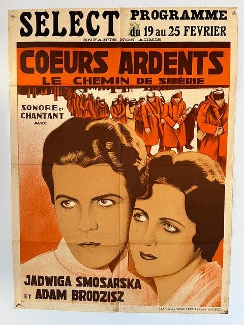 Oude filmaffiche Coeurs Ardents, cinema Select, Verzamelen, Posters, Ophalen, Gebruikt, Film en Tv