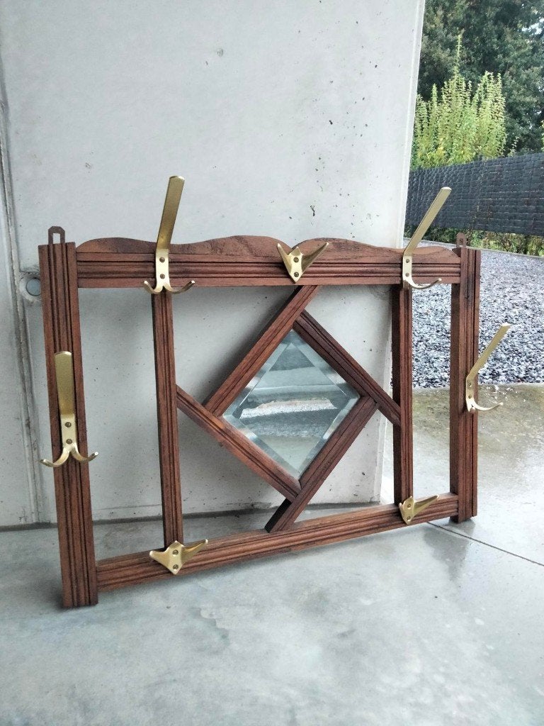 Art deco spiegel kapstok combinatie wandmodel, Ophalen, Gebruikt, Wandkapstok
