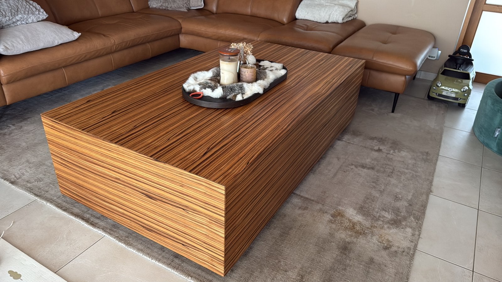 Salontafel in zebrano hout 160x90, Enlèvement