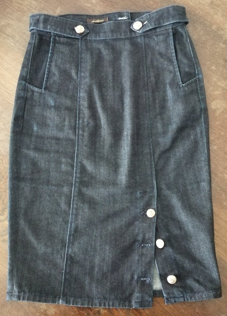 7 for all mankind denim rok met split maat 26, Kleding | Dames, Rokken, Blauw, Ophalen of Verzenden, Zo goed als nieuw, Knielengte