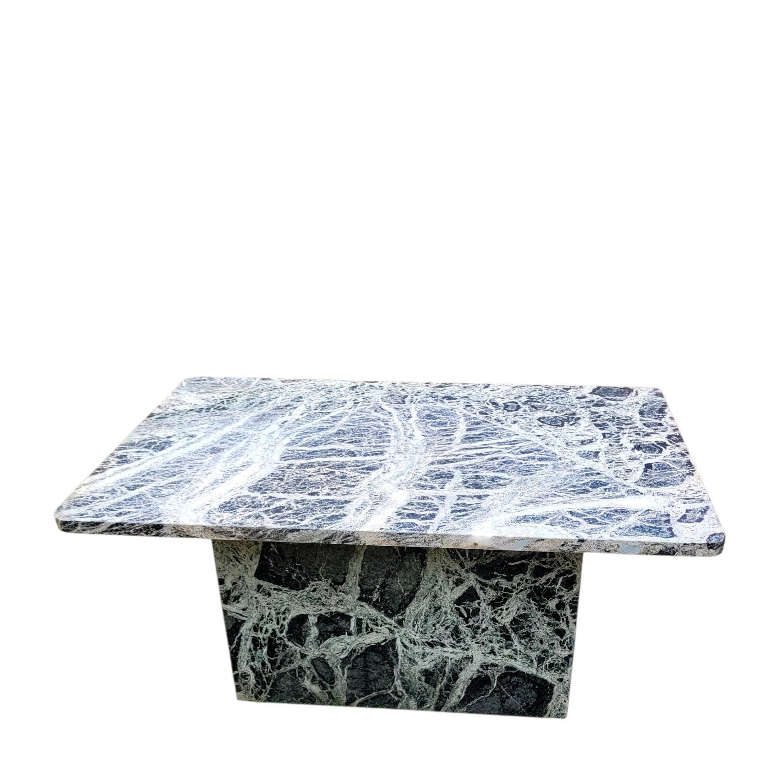 Unieke Marmeren Salontafel Groen/Zwart Gekorreld marmer, Ophalen, Rechthoekig
