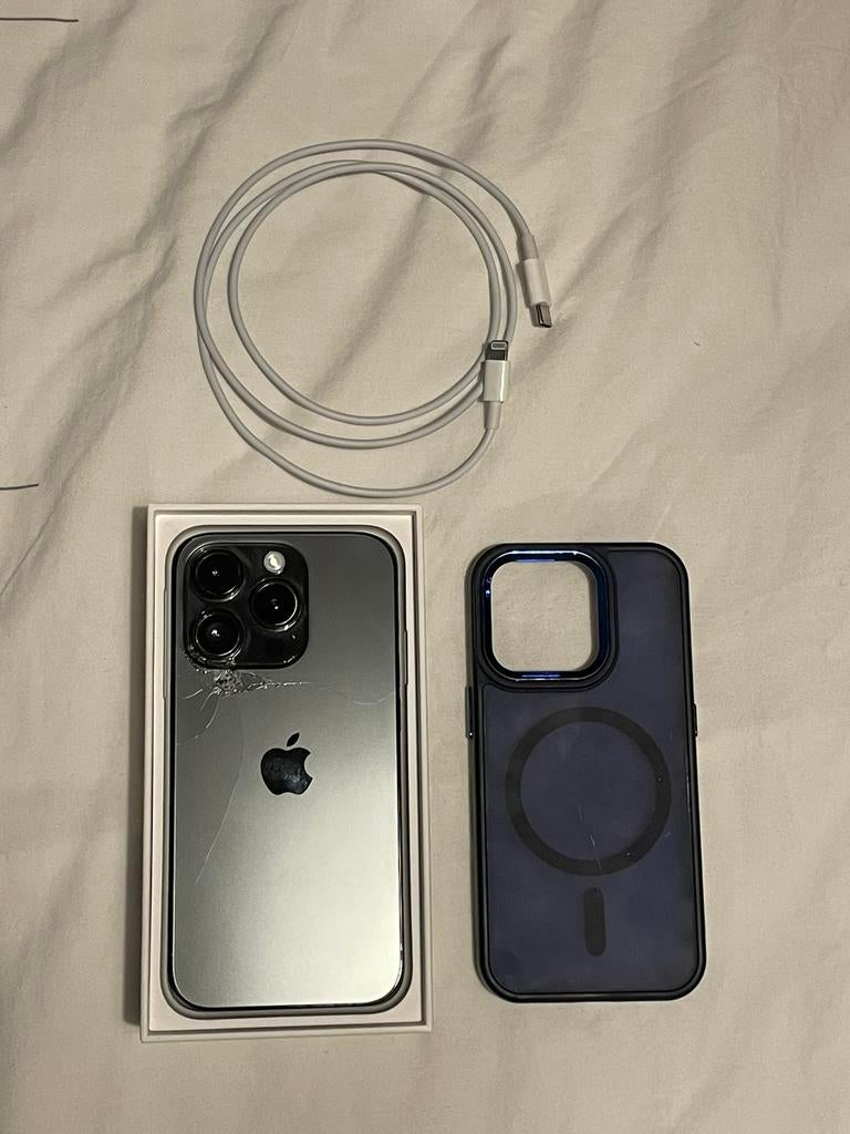iPhone 14 Pro (128GB) - Space Black, Zwart, Ophalen of Verzenden, Zo goed als nieuw, 90 %