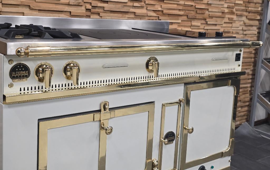 🔥Luxe Fornuis La Cornue Chateau 120cm crème met messing, Ophalen, 60 cm of meer, Zo goed als nieuw, Gas