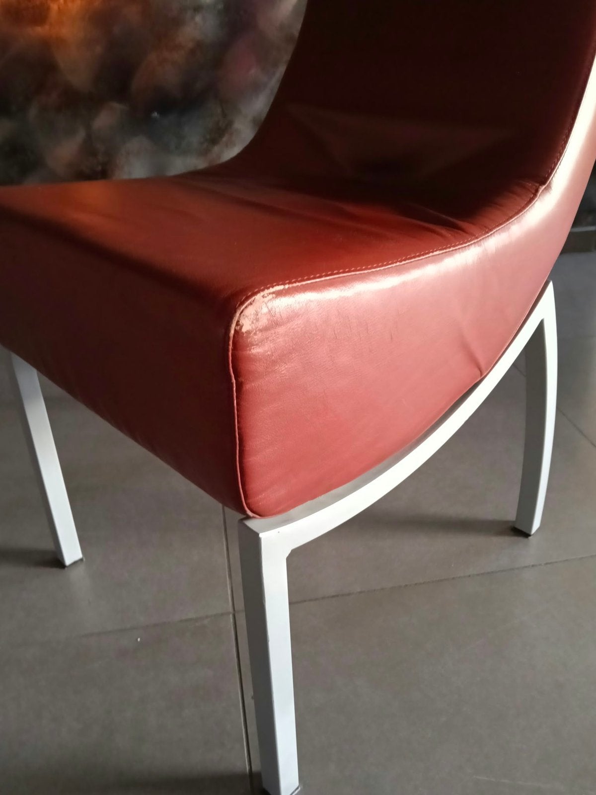 Moderne eetkamerstoelen Avanti bordeaux (6 stuks), Huis en Inrichting, Ophalen, Gebruikt, Vintage, Leer
