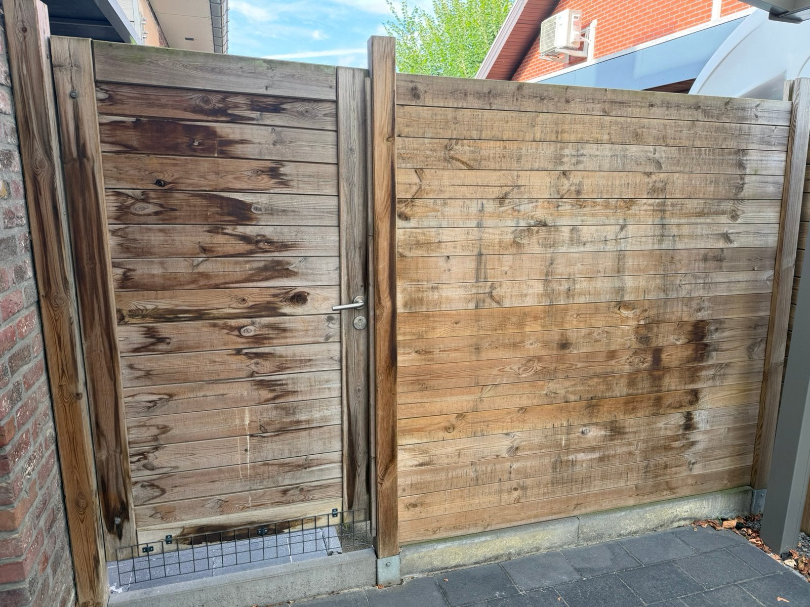 Houten deur en scherm, Tuin en Terras, Ophalen, Gebruikt, 200 cm of meer, 150 tot 200 cm