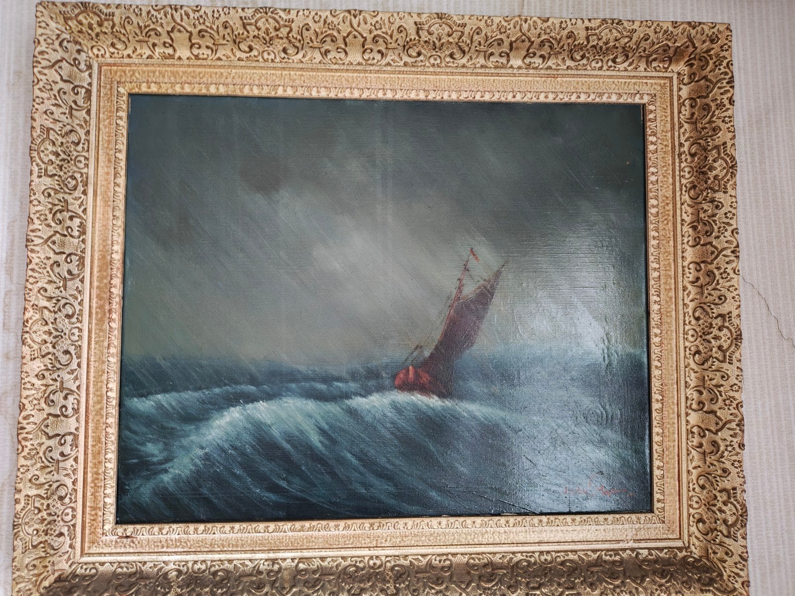 Jef van Tuerenhout (Jan van Gent) — Paysage marin antique —, Antiquités & Art, Peint à la main, Enlèvement ou Envoi, Peinture à l'huile