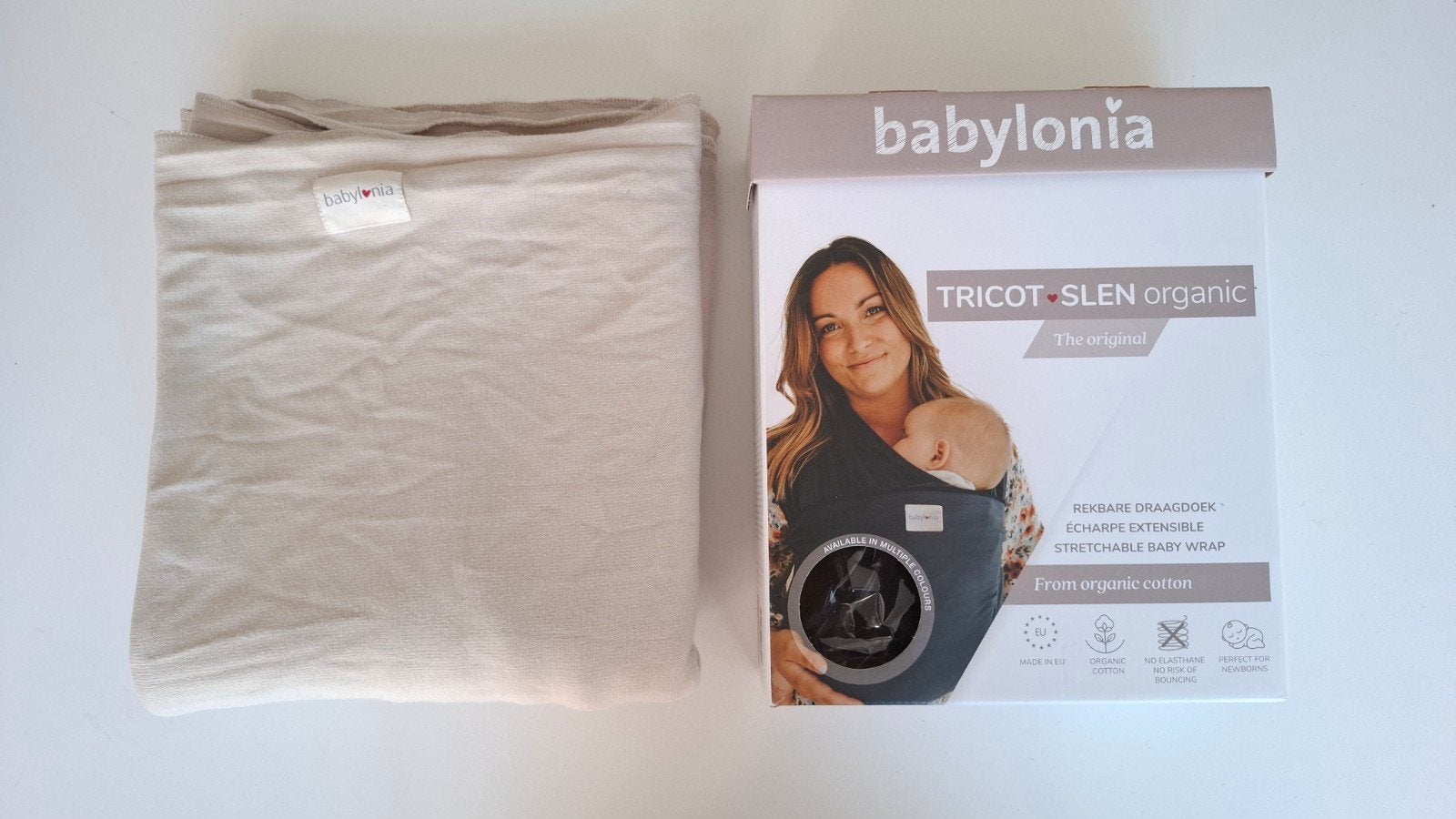 Babylonia draagdoek Tricot slen organic in originele doos, Kinderen en Baby's, Ophalen, Zo goed als nieuw, Draagdoek