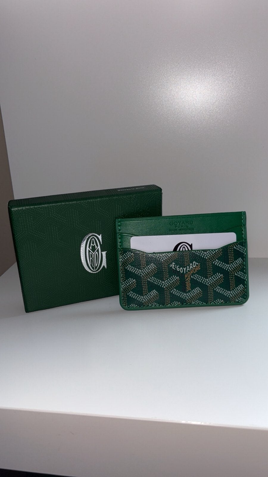 Porte-cartes Goyard, Envoi, Neuf, Vert, Cuir