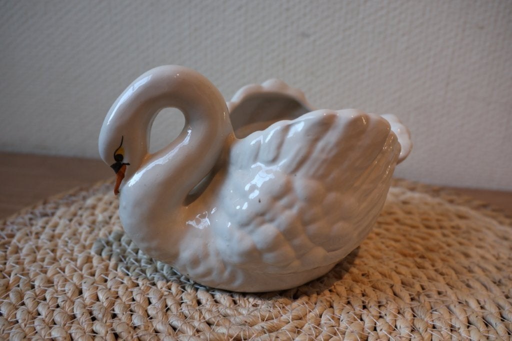 Vintage bloempot zwaan, Ophalen of Verzenden, Gebruikt, Binnen