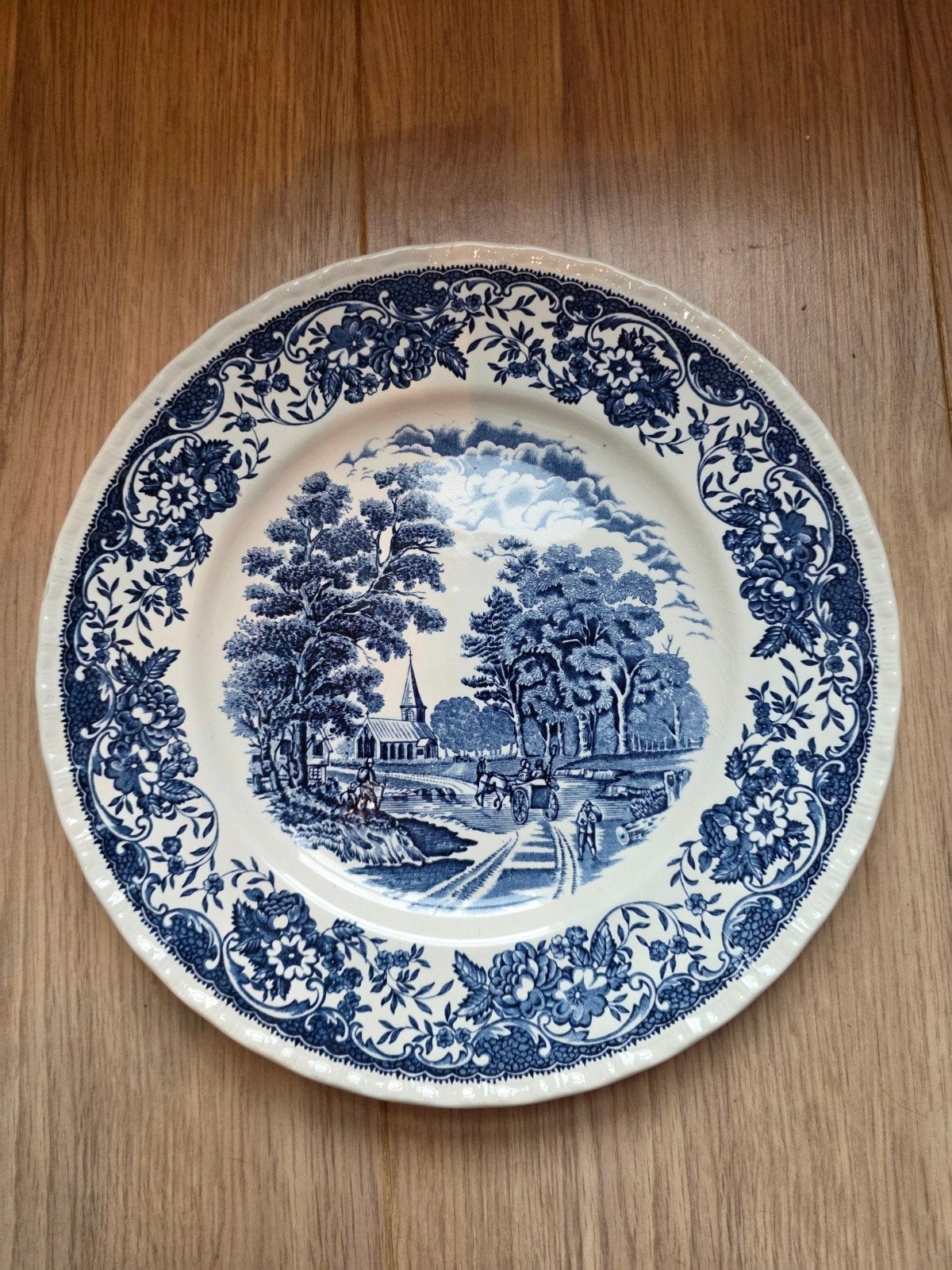 Assiette décorative Royal Tudorware 'Olde England' bleue 25,, Enlèvement ou Envoi
