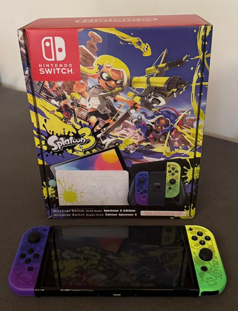 Nintendo switch oled splatoon editie, Games en Spelcomputers, Spelcomputers | Nintendo Switch, Ophalen, Zo goed als nieuw, Switch OLED