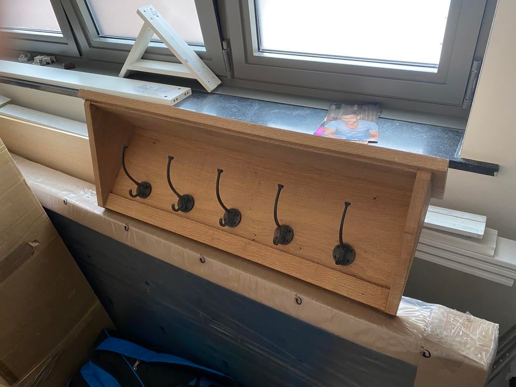 Massief eiken kapstok, Huis en Inrichting, Woonaccessoires | Kapstokken, Ophalen of Verzenden, Zo goed als nieuw, Hout, Wandkapstok