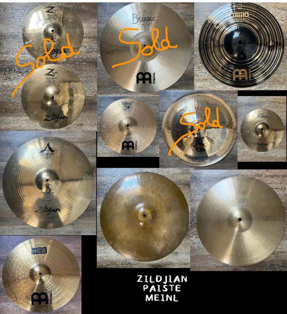 Cymbales diverses Zildjian, Paiste, Meinl, Zultan, Enlèvement ou Envoi, Utilisé, Autres marques