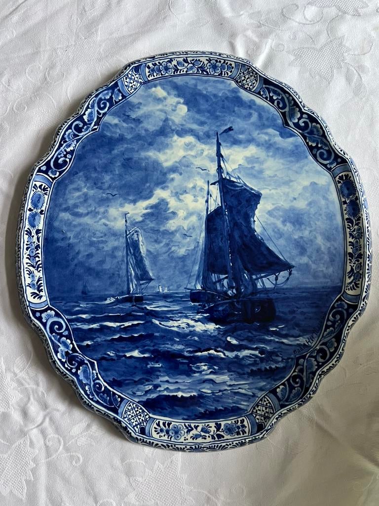 Applique wandbord delftsblauw de porceleyne fles naar Mesdag, Antiek en Kunst, Ophalen of Verzenden