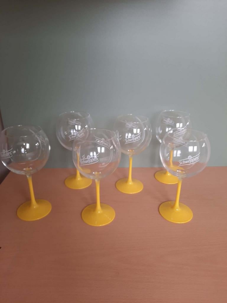 6 Schweppes glazen, Verzamelen, Glas en Drinkglazen, Ophalen of Verzenden