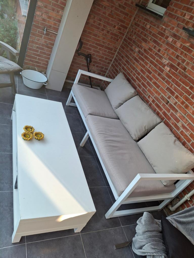 Lounge terraszetel, Tuin en Terras, Tuinsets en Loungesets, Gebruikt, Loungeset, Aluminium, 3 zitplaatsen, Bank, Ophalen