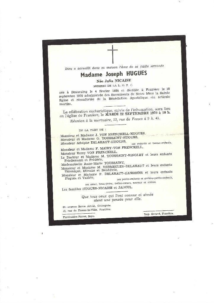 faire part de décès, Collections, Images pieuses & Faire-part, Envoi