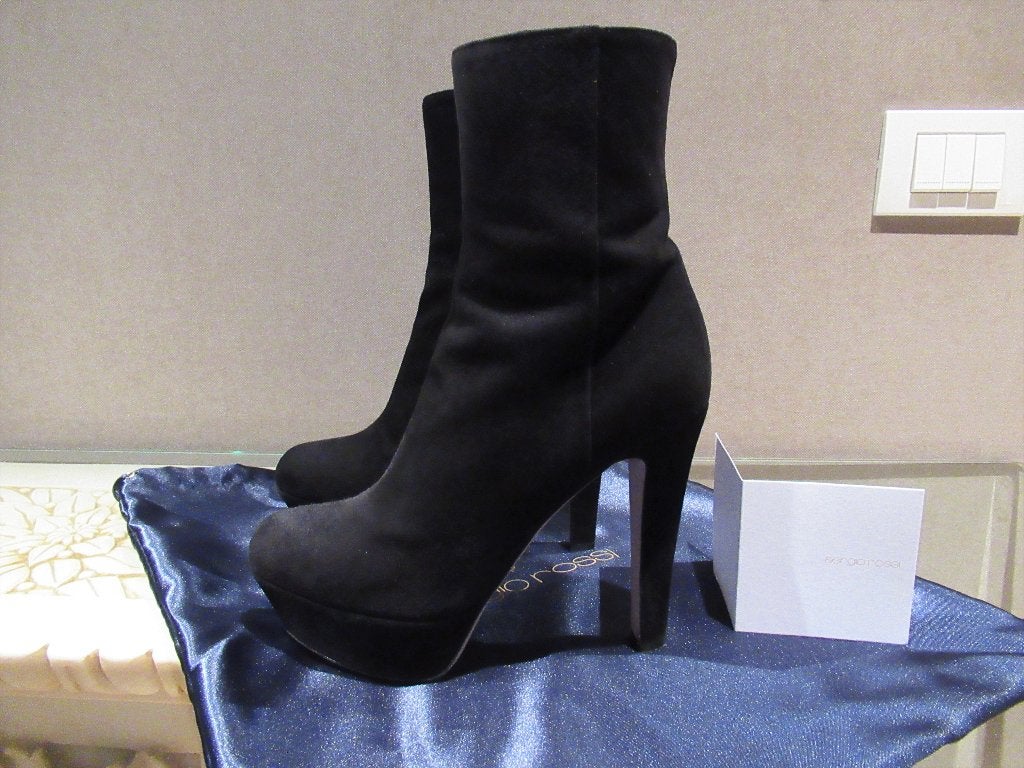 Sergio Rossi platform laarzen in zwarte suède, mt 37, Kleding | Dames, Schoenen, Sergio Rossi, Verzenden, Zwart, Lage of Enkellaarzen