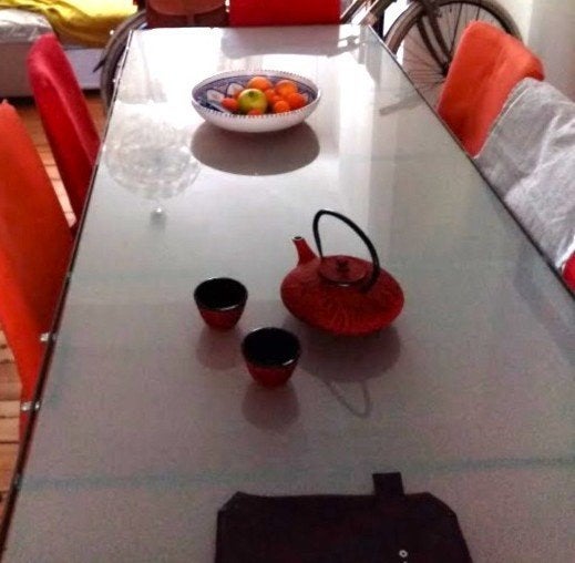 Table à salle à manger en verre et métal, 150 à 200 cm, Cinq personnes ou plus, Verre, Enlèvement