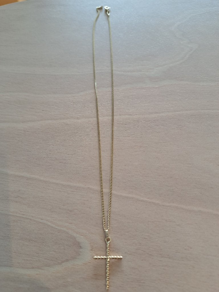 Collier en forme de croix 18 carats, Enlèvement ou Envoi, Avec pendentif, Or, Comme neuf