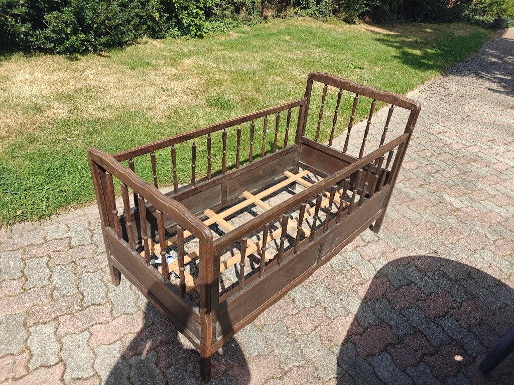 petit lit cage des année 1950/60 de 1,3x0,6m, Ophalen, Gebruikt, Bruin, 190 cm of minder