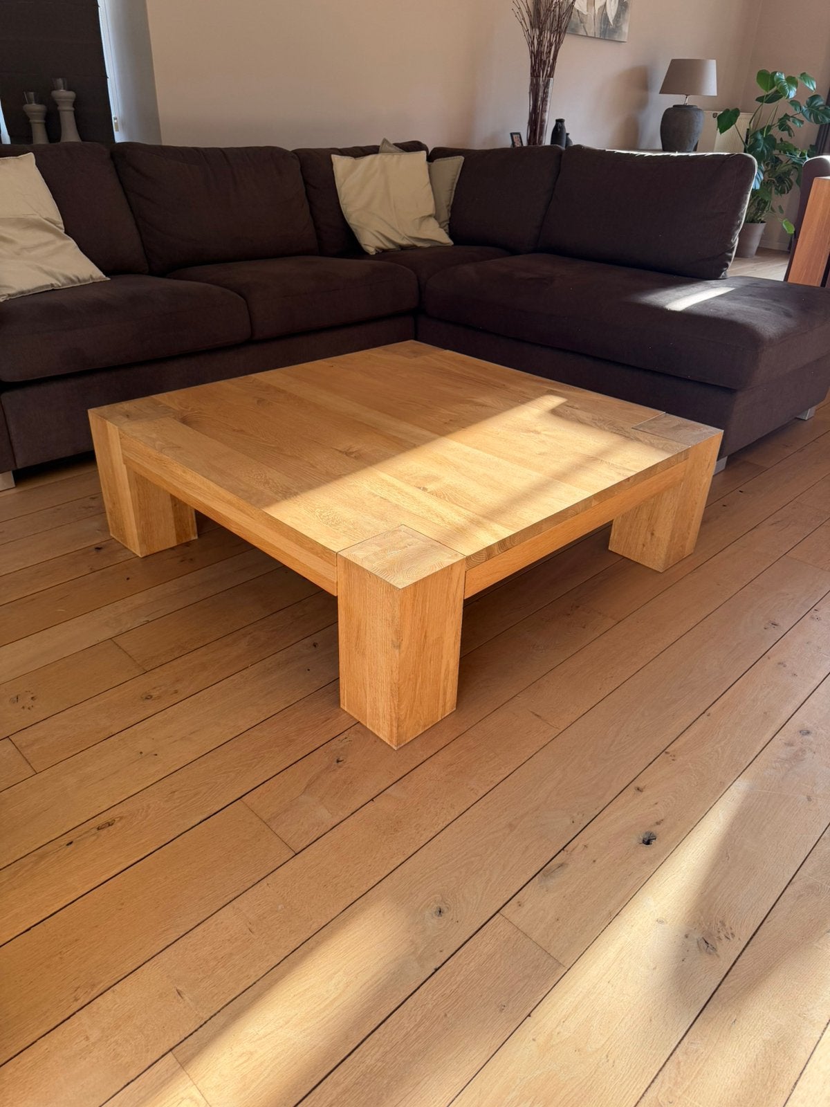 Massief eiken salontafel, Huis en Inrichting, Ophalen, Gebruikt, Landelijk modern, 5 – 50