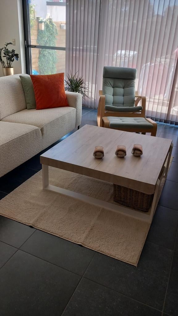 Zetel 3 zit, salontafel vierkant 1 meter en relaxzetel +bank, Ophalen, Vierkant