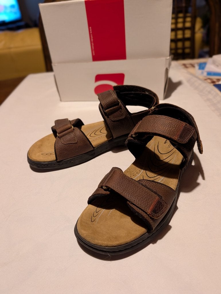 Clarks Leren Sandalen Bruin Maat 43, Sandalen, Bruin, Nieuw, Clarks