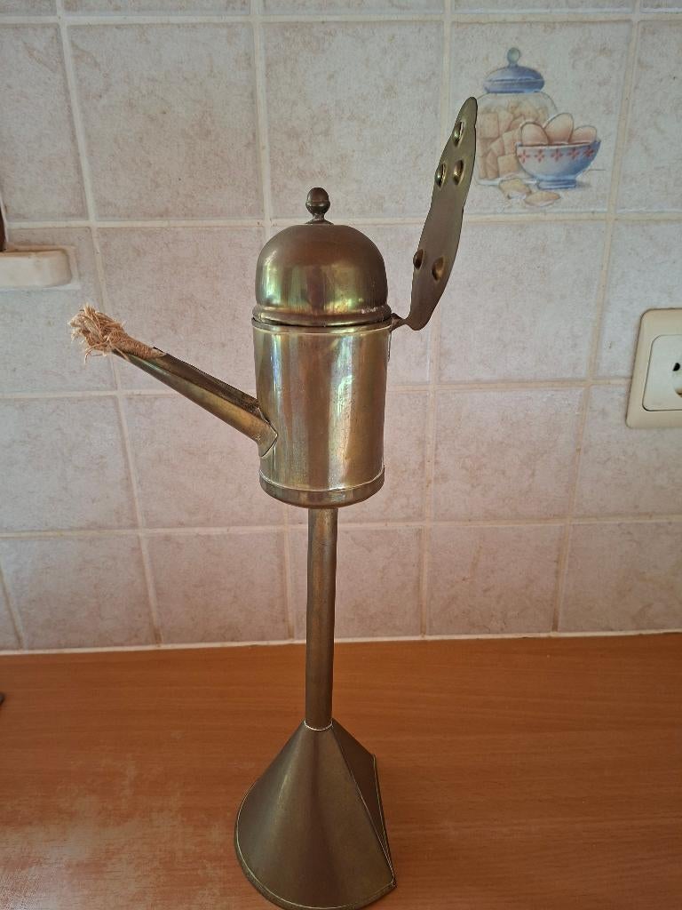 Vintage messing walvisolielamp, Antiek en Kunst, Ophalen, Koper