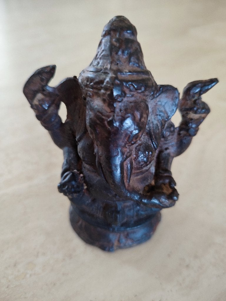 Antiek bronzen Ganesha beeldje, mooi verweerd, Ophalen of Verzenden