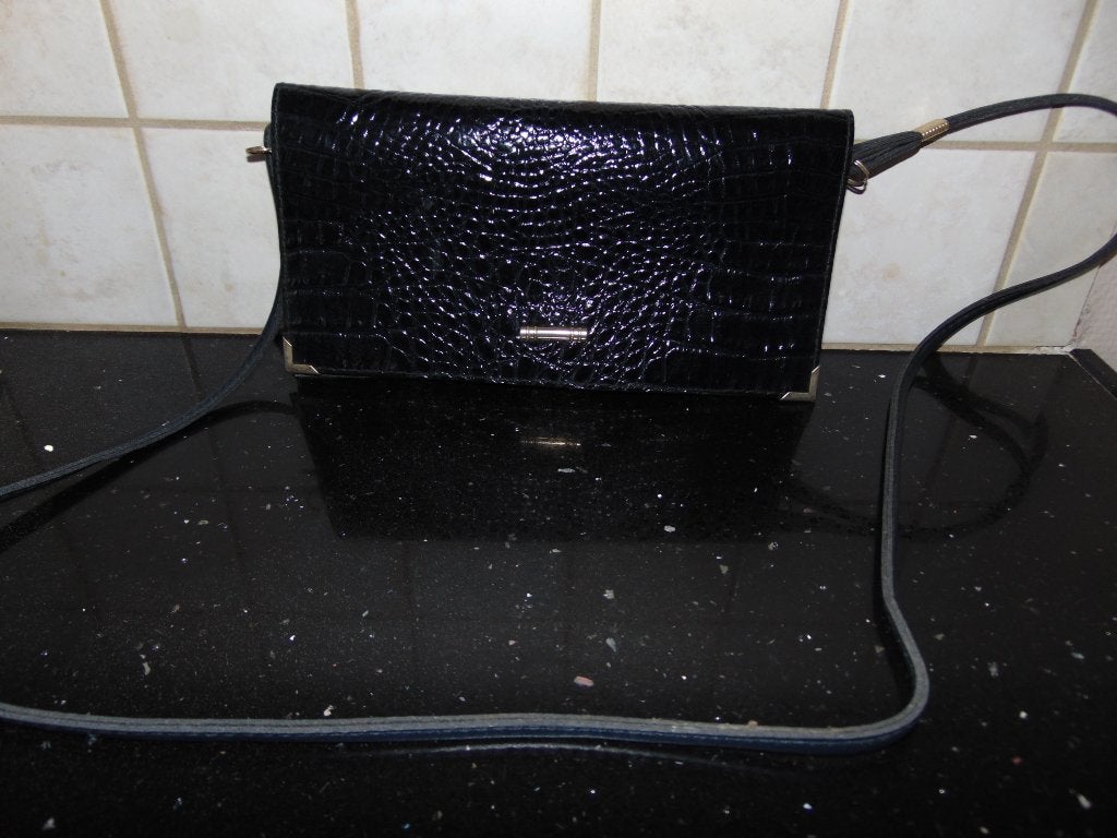 Vintage handtas in leer, Enlèvement ou Envoi, Utilisé, Noir, Sac à main