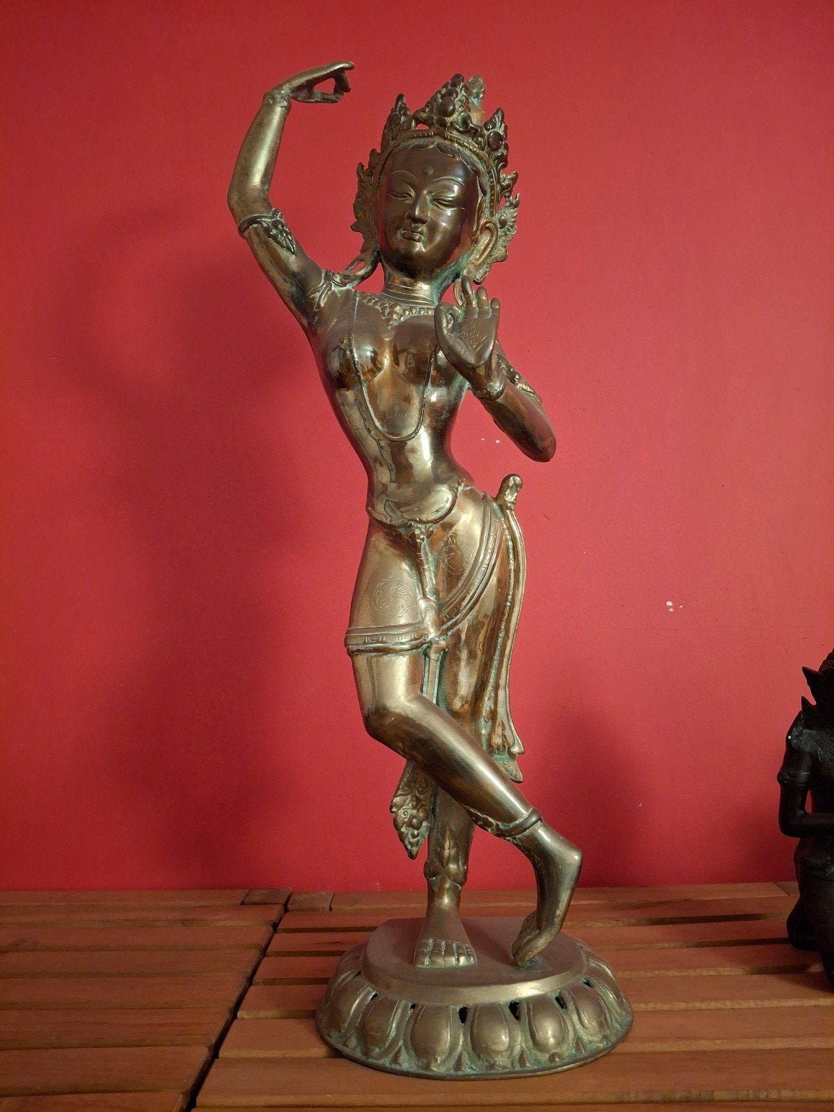 Massief bronzen Thaïs beeld (daikini), Antiquités & Art, Art | Sculptures & Bois, Enlèvement, Statue