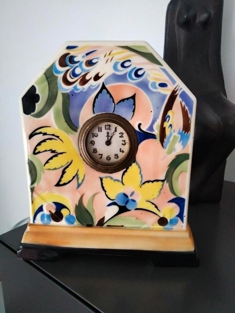 1920s 30s Art Deco klok Bihl keramiek, Antiek en Kunst, Ophalen of Verzenden