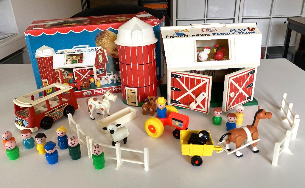 Fisher Price Vintage 915 + autobus scolaire 141 + extra's, Enlèvement ou Envoi, Comme neuf, Sonore