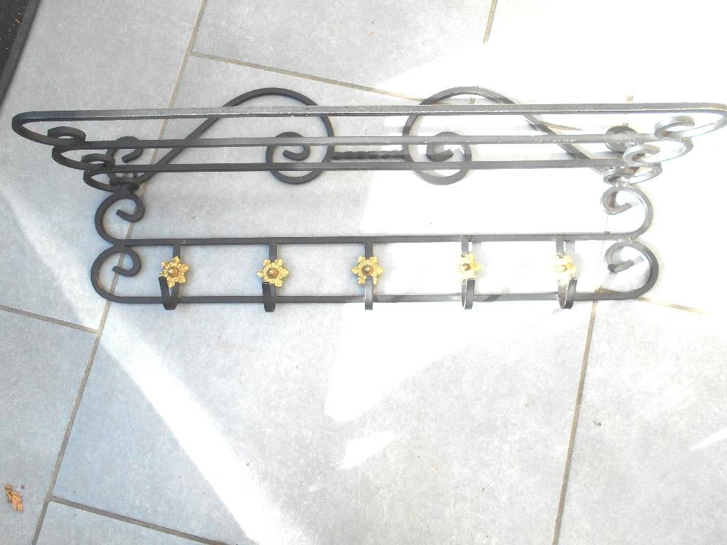 ancien porte manteau en fer forgé  71 x 30 cm, Moins de 100 cm, Portemanteau mural, Enlèvement, Utilisé