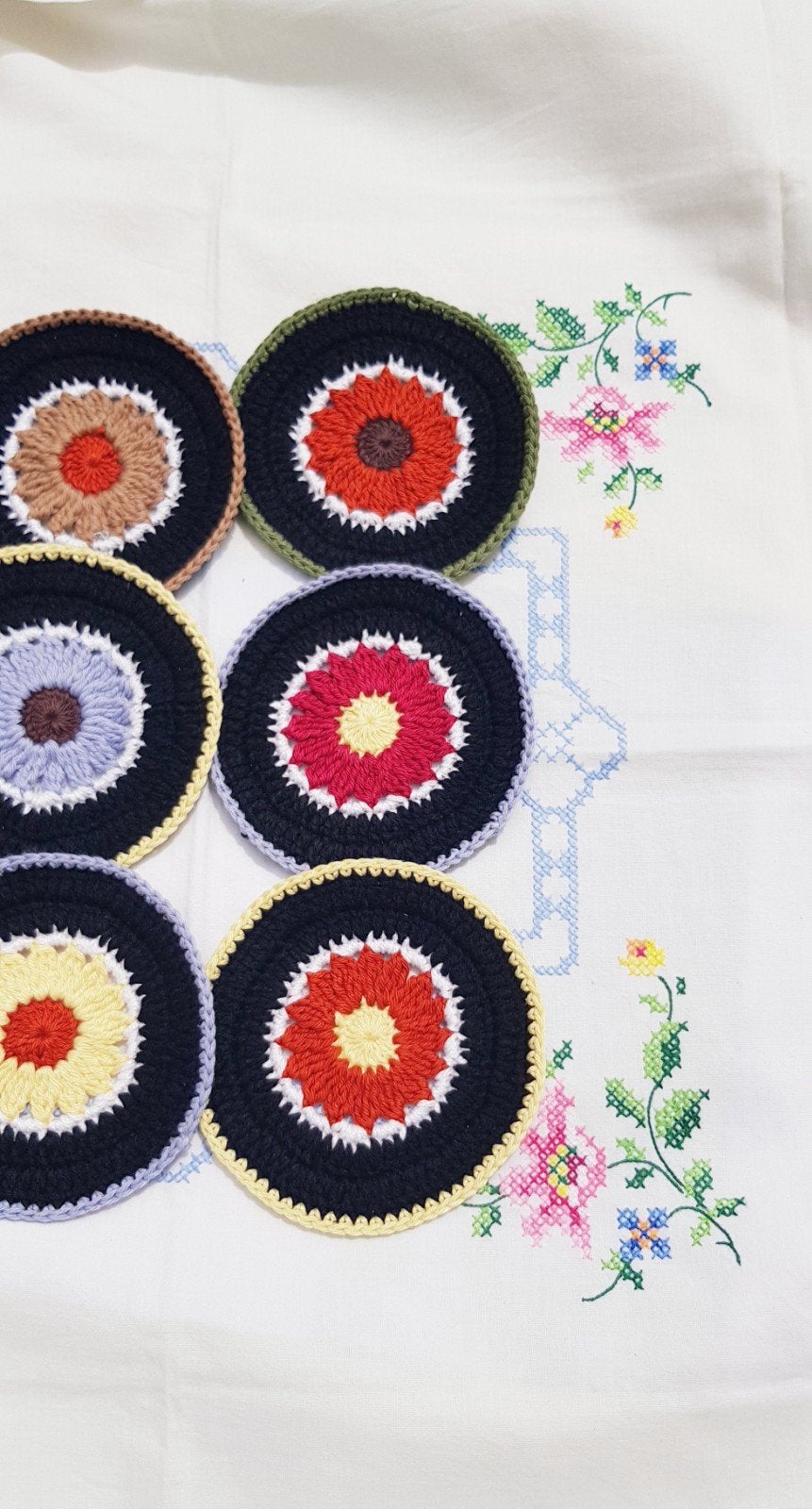 set van 6 gehaakte onderzetters/schotels (handgemaakt), Glasonderzetter, Ophalen of Verzenden, Nieuw, Handgemaakt