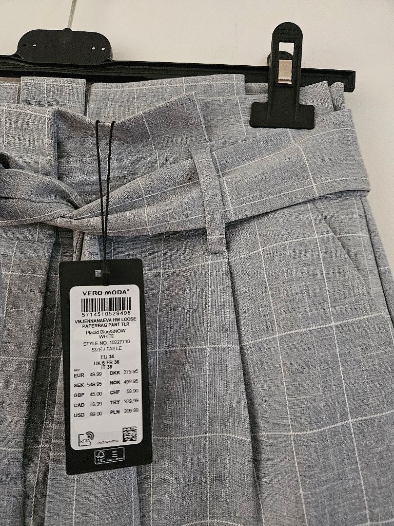 Vero Moda grijze geruite paperbagbroek met hoge taille, Kleding | Dames, Broeken en Pantalons, Vero Moda, Nieuw, Ophalen of Verzenden