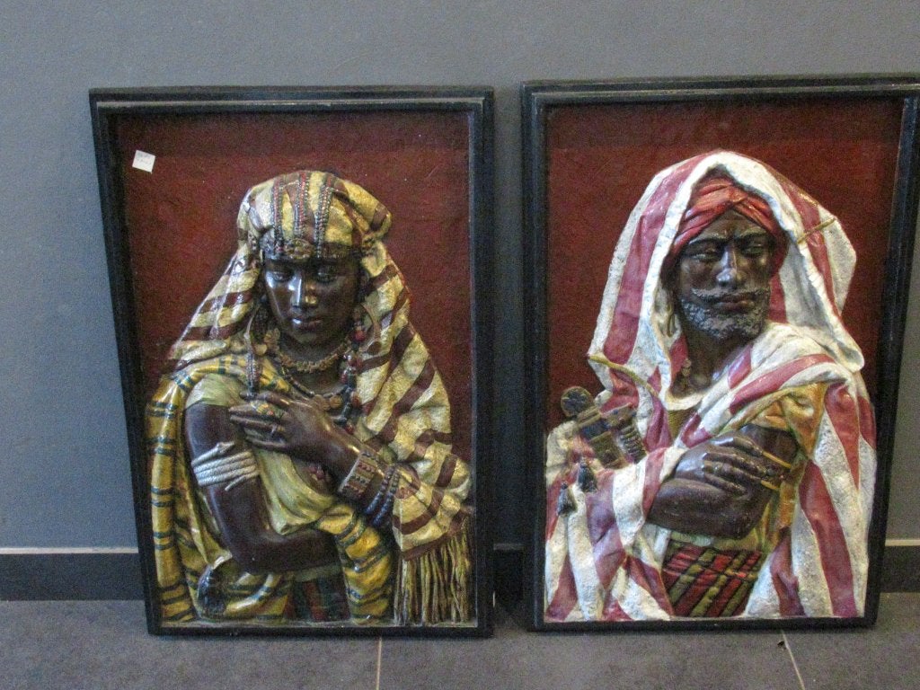 Plaques L. Hottot en bronze arabe art déco, Antiquités & Art, Art | Sculptures & Bois, Statue, Brons, Homme, 50 - 100 cm, Europe