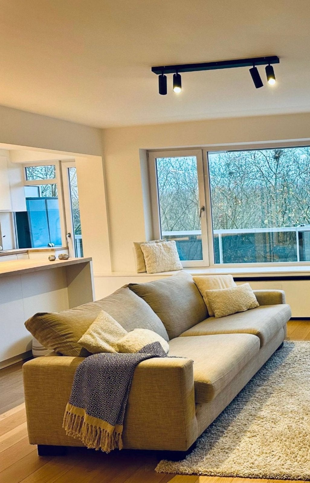 Luxe design zetel 3-zits – beige/taupe, Ophalen, Zo goed als nieuw