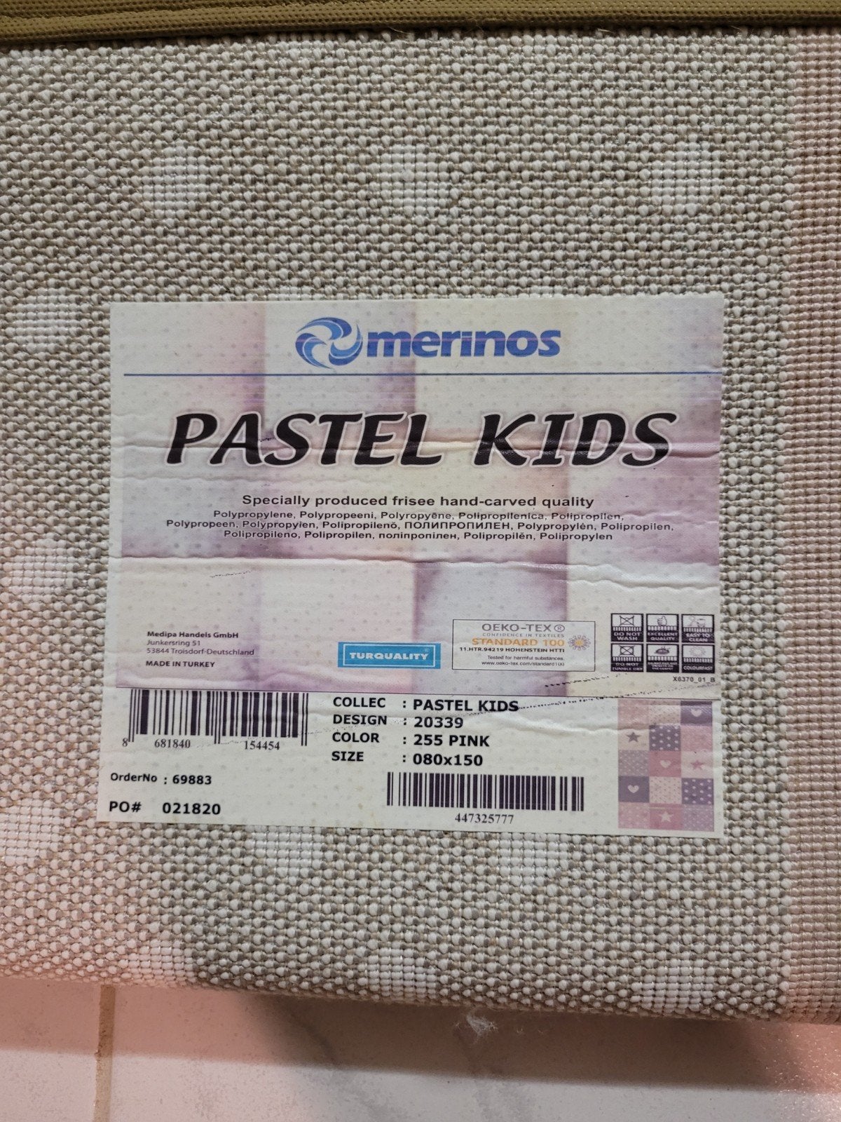 tapijtje meisje, Ophalen
