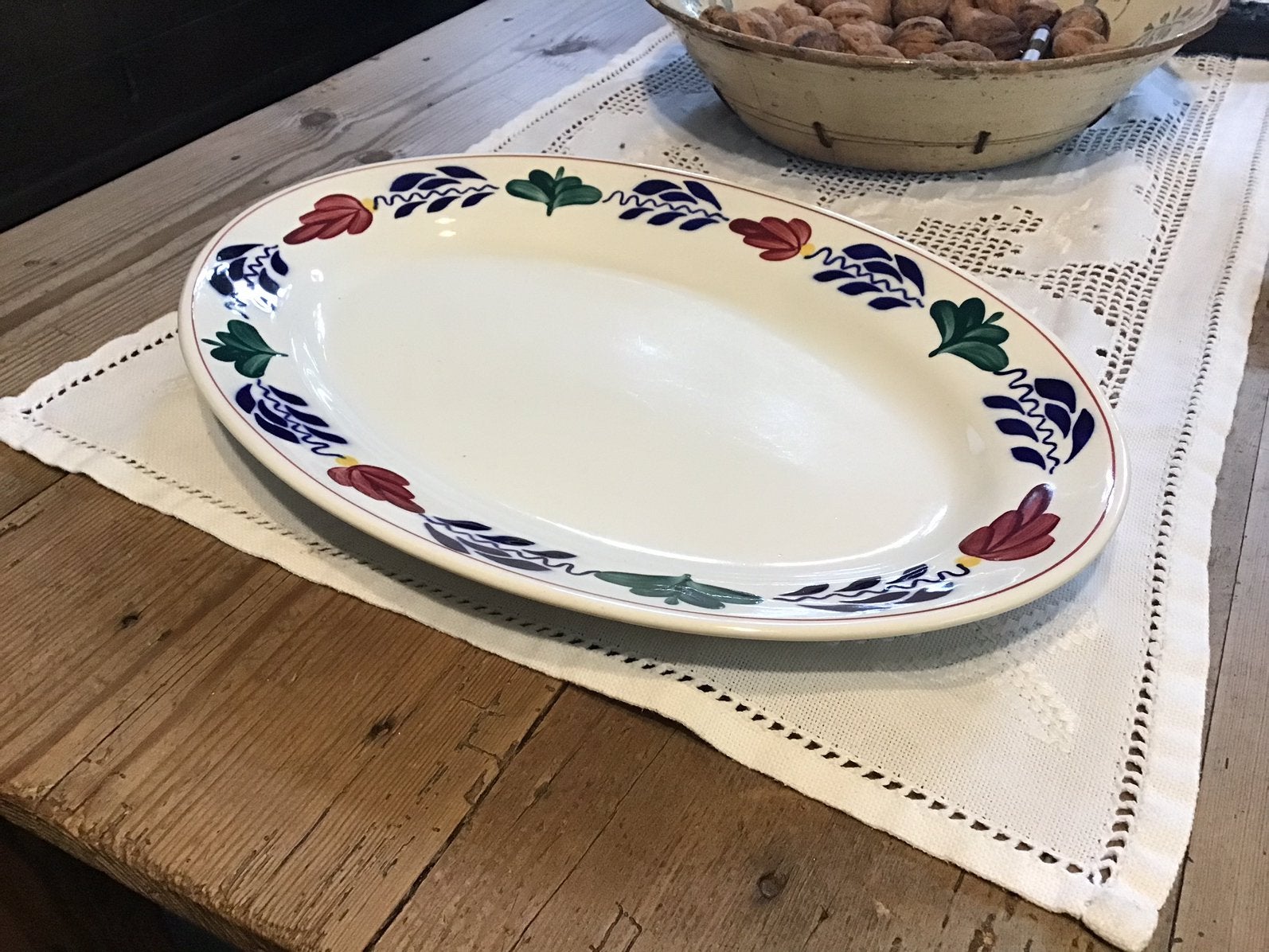 Ovale schaal boch boerenbont, Antiek en Kunst, Ophalen of Verzenden