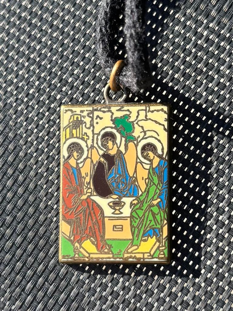 Religieuze hanger icoon Rublev (Heilige Drie-eenheid), Ophalen of Verzenden, Zo goed als nieuw