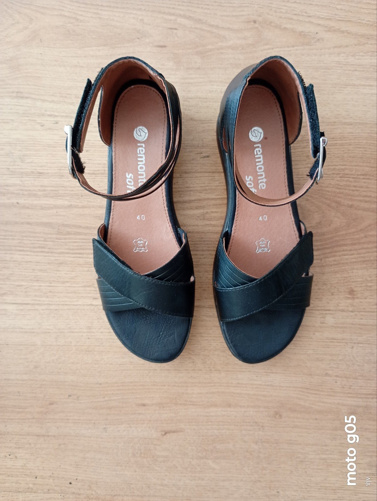 Sandalen, leder, merk Remonte, nieuw, zwart, maat 40, Kleding | Dames, Schoenen, Ophalen of Verzenden, Zwart