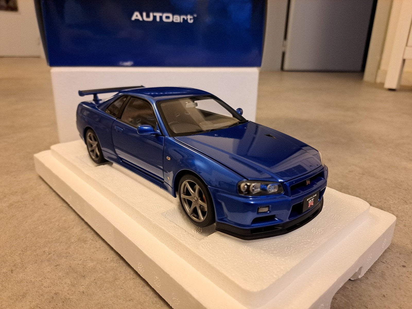 Nissan Skyline R34 Bayside Blue AUTOART 1/18, Hobby & Loisirs créatifs, Voitures miniatures | 1:18, Enlèvement ou Envoi, Voiture