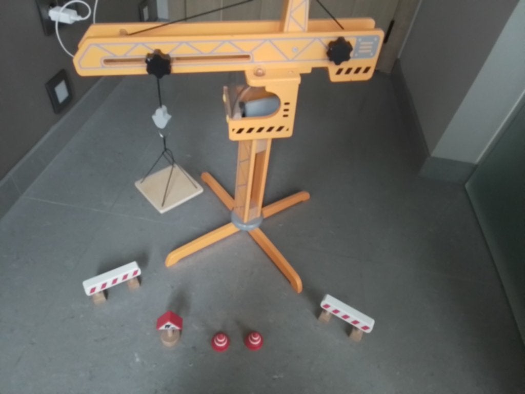 Hape houten bouwkraan, Ophalen, Zo goed als nieuw